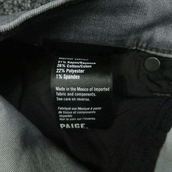 Paige Jeans Mens 31x34 Gray Laroy Federal Slim Straight 5 Pocket Stretch NWT
